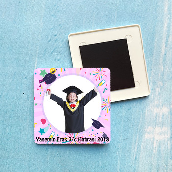 Okul Temalı Plastik Kare Magnet