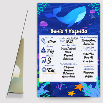 Okyanus Temalı Ayaklı Ahşap Pano