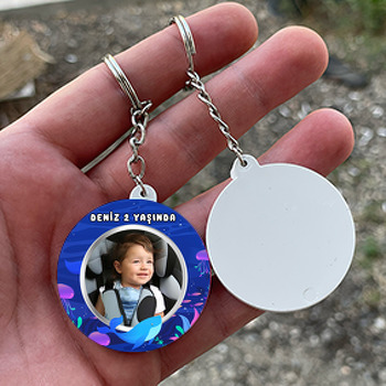 Okyanus Temalı Daire Plastik Anahtarlık