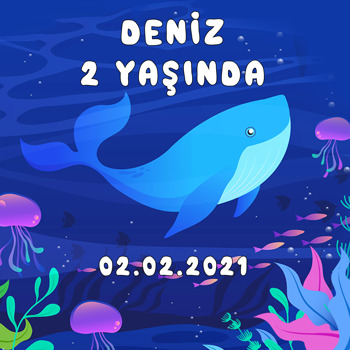 Okyanus Temalı Kare Parti Afiş
