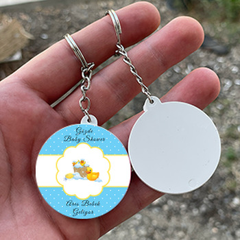 Ördek Temalı Daire Plastik Anahtarlık