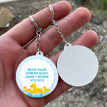 Ördek Temalı Daire Plastik Anahtarlık