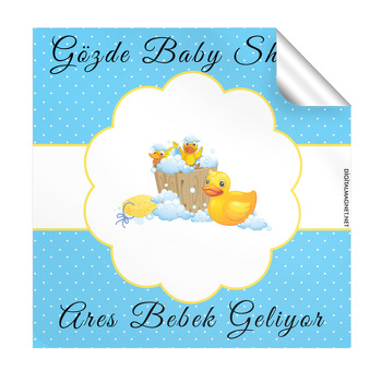 Ördek Temalı Doğum Günü  Kare Etiket