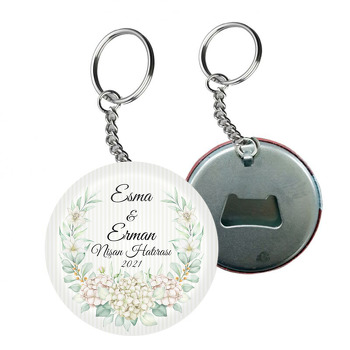 Ortanca Çelenk Temalı Arkası Açacak Anahtarlık