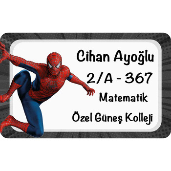 Örümcek Adam Siyah Çerçeve Temalı Defter Etiketi