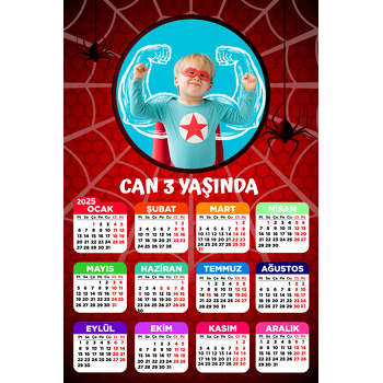 Örümcek Kırmızı Fon Temalı Takvim Magnet
