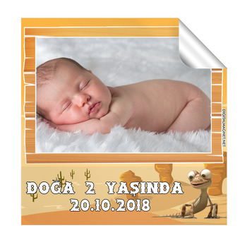 Oscar Çöllerde Temalı Doğum Günü  Kare Etiket