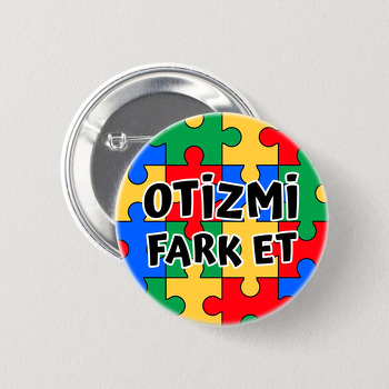 Otizmi Fark Et Temalı İğneli Buton Rozet