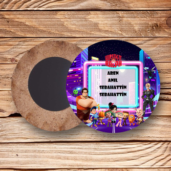 Oyunbozan Ralph Temalı Ahşap Daire Magnet