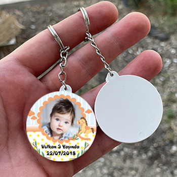 Oyuncak At Temalı Resimli Daire Plastik Anahtarlık