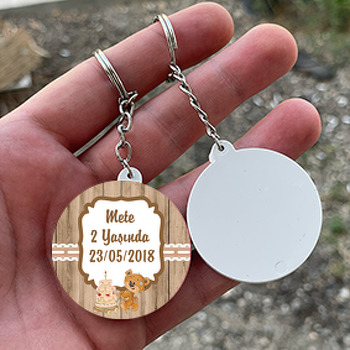 Oyuncak Ayı Temalı Daire Plastik Anahtarlık