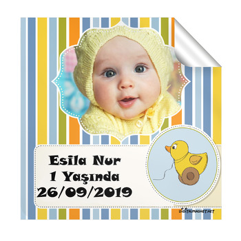 Oyuncak Ördek Temalı Kare Etiket