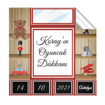 Oyuncakçı Dükkanı Temalı Kare Etiket