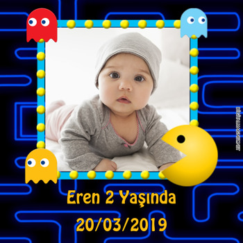 Packman Temalı Doğum Günü   Kare Parti Afiş