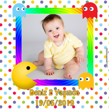 Pacman Temalı Doğum Günü    Kare Parti Afiş