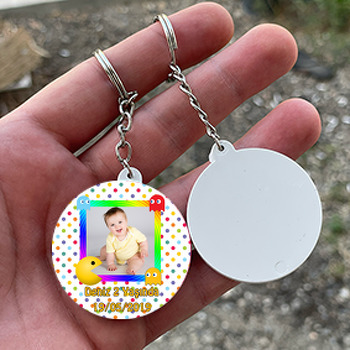 Pacman Temalı Resimli Daire Plastik Anahtarlık