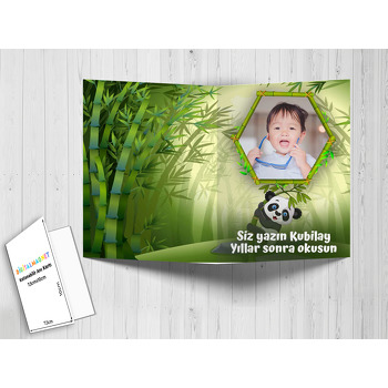 Panda ile Bambu Ormanı Temalı Anı Kartı