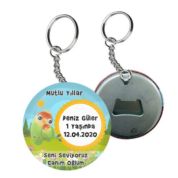 Papağan Temalı Arkası Açacak Anahtarlık