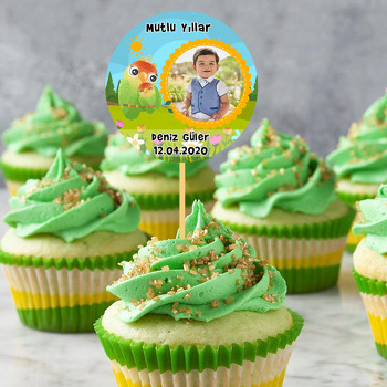 Papağan Temalı Resimli Kürdan Süs