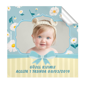 Papatya 2 Temalı Doğum Günü  Kare Etiket