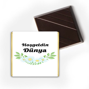 Papatya Krem Fon Temalı Çikolata Sargısı