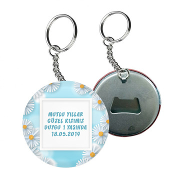 Papatya Temalı Arkası Açacak Anahtarlık