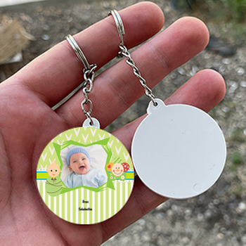 Papatya Temalı Hoşgeldin Bebek Daire Plastik Anahtarlık