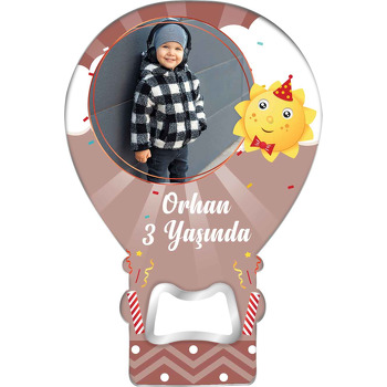 Papyonlu Güneş Temalı Balon Ahşap Magnet 