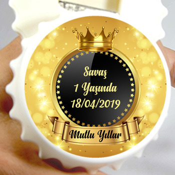 Parıltılı Gold Simli Temalı Kapak Şekilli Magnet Açacak