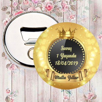 Parıltılı Gold Simli Temalı Magnet Açacak