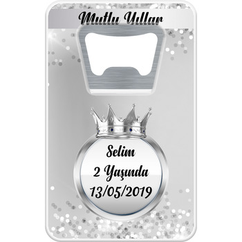 Parıltılı Gümüş Simli Temalı Dikdörtgen Magnet Açacak