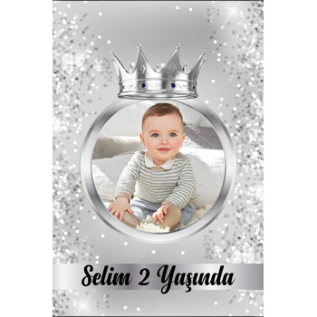 Parıltılı Gümüş Simli Temalı Doğum Günü Afiş