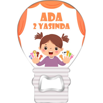 Parmak Kuklası Temalı Balon Ahşap Magnet 