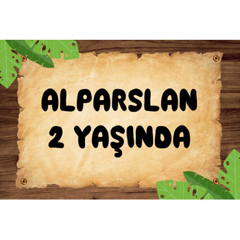 Parşömen Kağıdı ile Ahşap Yapraklı Fon Temalı Doğum Günü Magnet