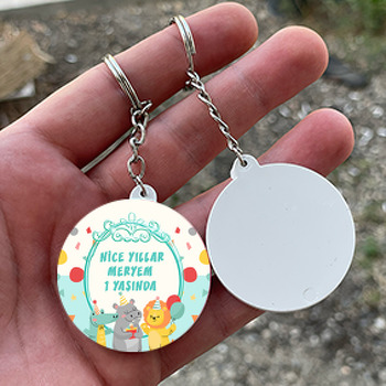 Parti Temalı Daire Plastik Anahtarlık