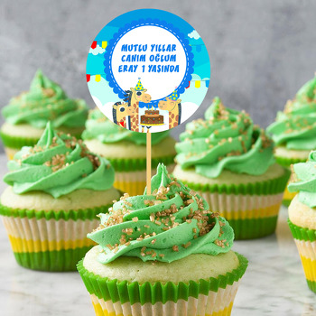 Pastalı Zürafalar Temalı Kürdan Süs