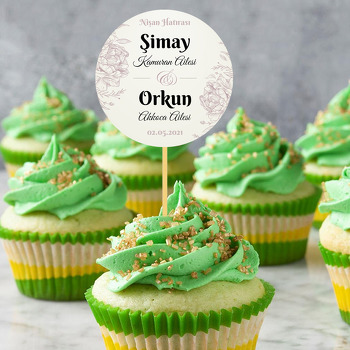 Pastel Gül Çizimi Krem Fon Temalı Parti Kürdan Süs