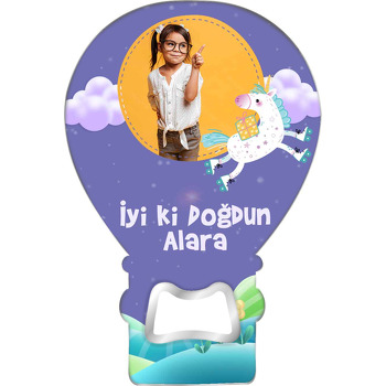 Patenli Unicorn Temalı Balon Ahşap Magnet 