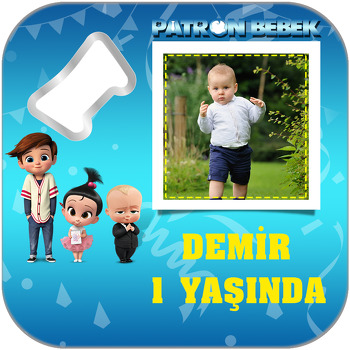 Patron Bebek Temalı Kare Magnet Açacak