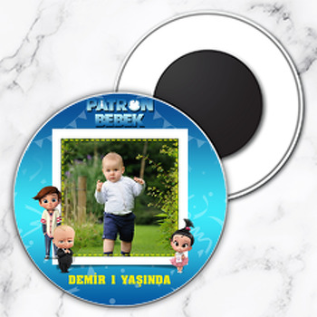 Patron Bebek Temalı Resimli Daire Plastik Magnet