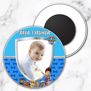 Paw Patrol Mavi Temalı Resimli Daire Plastik Magnet