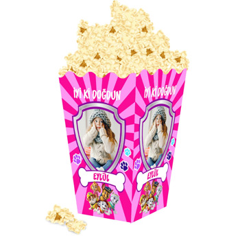 Paw Patrol Pembe Çizgili Fon Temalı Popcorn Kutusu