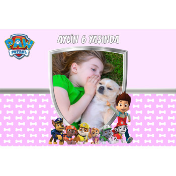 Paw Patrol Pembe Temalı Doğum Günü Afiş
