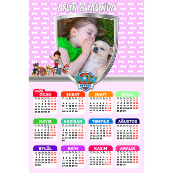 Paw Patrol Pembe Temalı Takvim Magnet