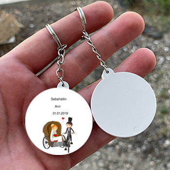 Paytonlu Gelin Temalı Söz Nişan Nikah Daire Plastik Anahtarlık