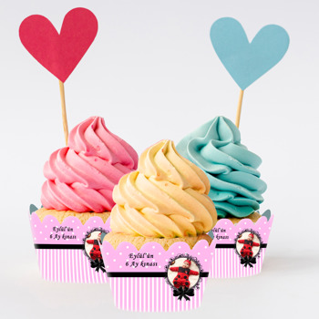 Pembe 6 Ay Kına Temalı Cupcake Sargısı