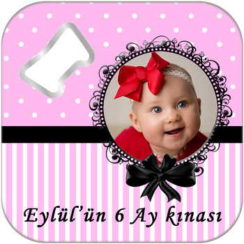 Pembe 6 Ay  Temalı Kare Magnet Açacak