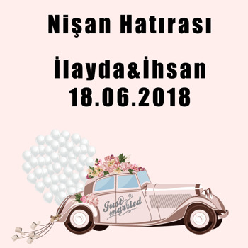 Pembe Araba ve Balon Temalı Söz Nişan   Kare Parti Afiş
