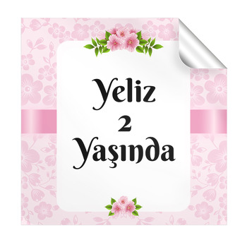 Pembe Bahar Çiçekleri Temalı Kare Etiket