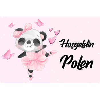 Pembe Balerin Panda Temalı Doğum Günü Magnet